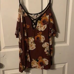 This is a maroon dress shirt